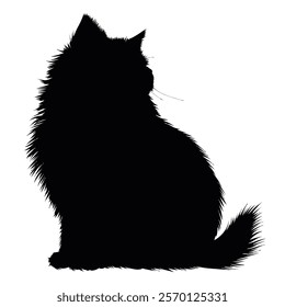 Black silhouette of a Kurilian Bobtail