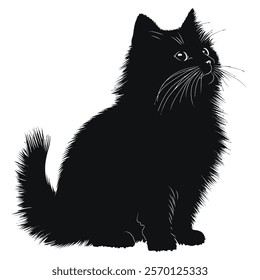 Black silhouette of a Kurilian Bobtail