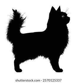 Black silhouette of a Kurilian Bobtail