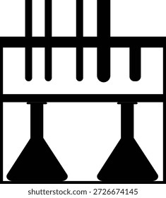 Black Silhouette of Laboratory Test Tubes and Flasks for Scientific Research Icon