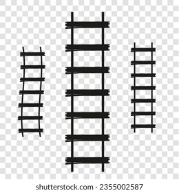 Black Silhouette of the ladder isolated on transparent grid backgrounds