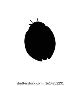 Black silhouette ladybug with closed shell beetle cartoon bug design flat vector illustration isolated on white background