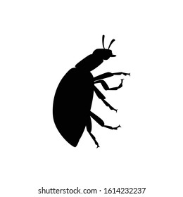 Black silhouette ladybug with closed shell beetle cartoon bug design flat vector illustration isolated on white background
