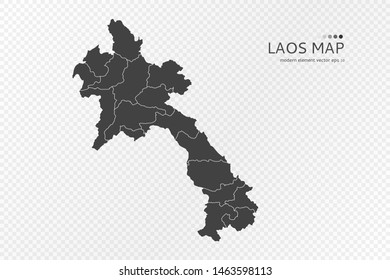Black silhouette of Laos map on transparent background. EPS10 vector file organized in layers for easy editing.