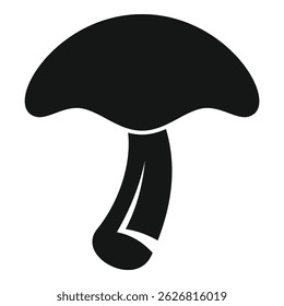 Black silhouette of a large mushroom with a thick stem