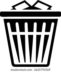 Black silhouette of a laundry hamper with transparency for home decor and cleaning concepts