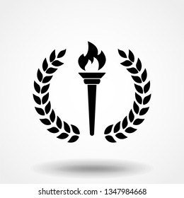 Black silhouette of laurel and torch