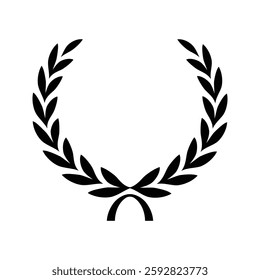 Black Silhouette Laurel Wreath. Award Leaf Border. Vector Illustration