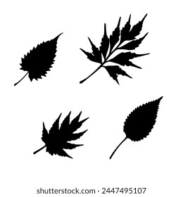 black silhouette of a leaf image