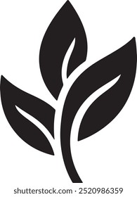 Silhueta preta ícone da planta da folha Imagem do vetor da realeza