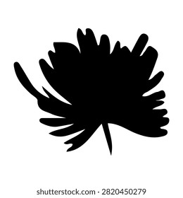 A black silhouette of a leaf showcasing intricate edges and natural shape, emphasizing botanical and nature themes in a minimalistic style.