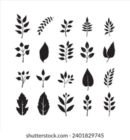 A black silhouette leaf symbol set 