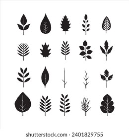 A black silhouette leaf symbol set 