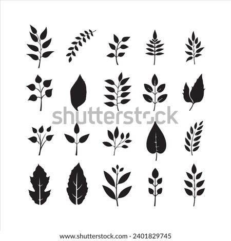 A black silhouette leaf symbol set 