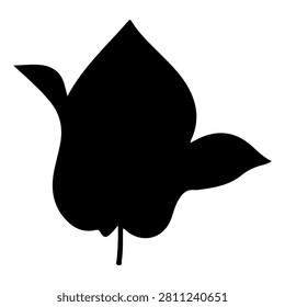 A black silhouette of a leaf with a water drop on it, emphasizing nature, freshness, and environmental themes in a minimalistic style.