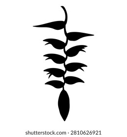 Black silhouette of a leafy plant with multiple branches and pointed leaves, isolated on a white background, emphasizing natural botanical form.