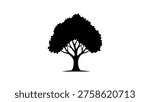 Black silhouette of a leafy tree silhouette
