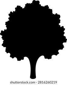 Black Silhouette Leafy Tree Icon with Bushy Canopy and Trunk