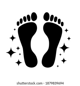 Black silhouette of legs. Trace. Human legs. A symbol of clean, fresh feet. vector illustration.