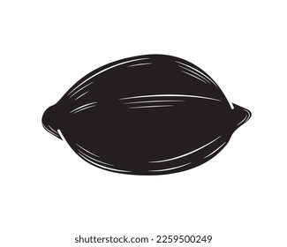 Black silhouette Lemon isolated on white background. Vector illustration.