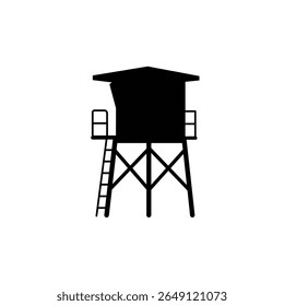 Black silhouette of a lifeguard tower with ladder on white background simple vector illustration