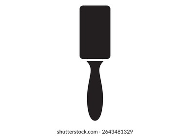 A black silhouette of a lint roller on a white surface