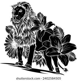 black silhouette lion and