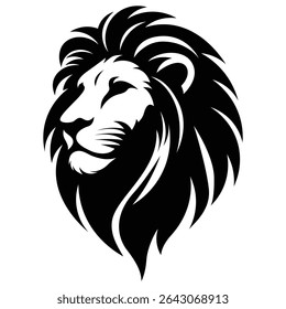 Black silhouette of lion head, Lion silhouette logo