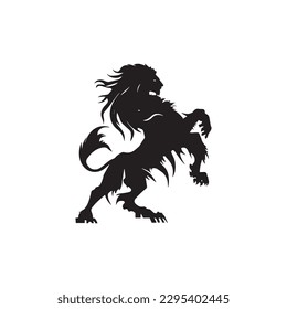 the black silhouette of a lion on a white background , 