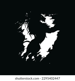 the black silhouette of a lion on a white background , 