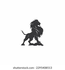 the black silhouette of a lion on a white background