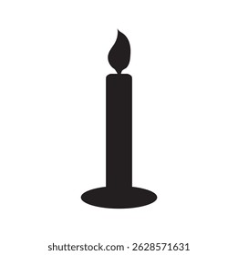Black Silhouette Lit Candle Illustration