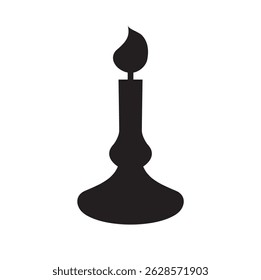 Black Silhouette Lit Candle with Rounded Base Illustration