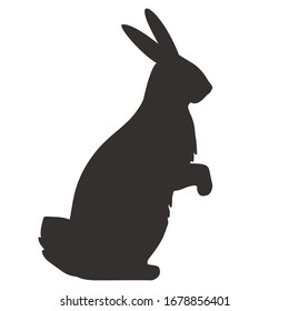 Black silhouette of little bunny, vector illustration