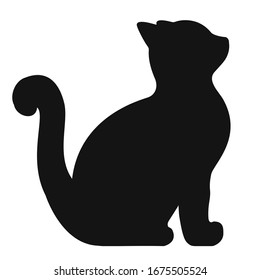 Black silhouette of little cat, vector illustration