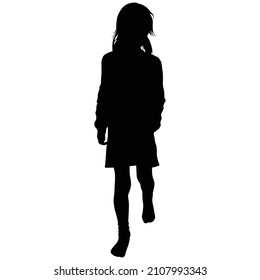black silhouette of little girl in long dress