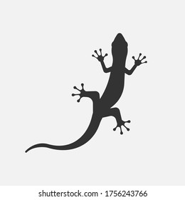 Silueta negra de lagarto aislada sobre fondo blanco. Ilustración vectorial. Eps 10.