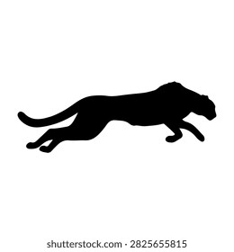 A black silhouette of a lizard in mid-run, showcasing agility and speed, set against a plain white background for contrast and emphasis.
