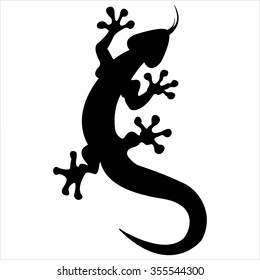 Black Silhouette Of A Lizard On White Background Vector