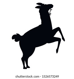Black silhouette of llama cartoon animal design flat vector illustration isolated on white background side view