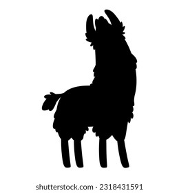 Black silhouette of a llama on a white background