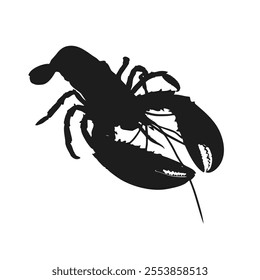 black silhouette of a lobster on a white background. The lobster is depicted with its claws, legs, and antennae clearly visible