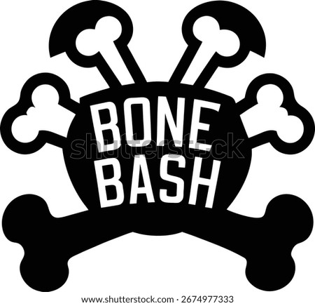 Black Silhouette Logo with Text Bone Bash and Crossed Bones dog bone symbol
