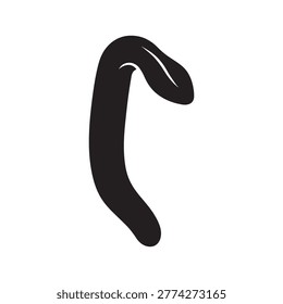 Black silhouette of a long worm or parasite icon