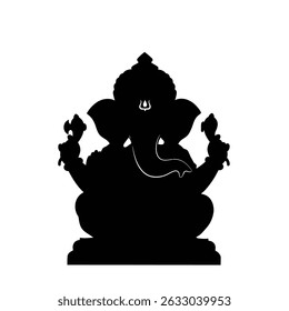 Black silhouette of lord ganesha hindu god
