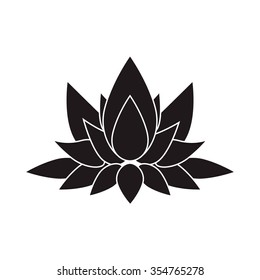 Black Silhouette Lotus Flower Isolated Symbol Stock Vector (Royalty ...