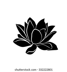 Black silhouette of lotus flowers icon on a white background