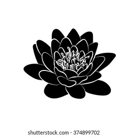 Black silhouette of lotus flowers icon on a white background