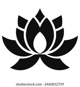 Black silhouette of lotus on white background