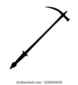 Schwarze Silhouette Luzernenhammer in Vektorgrafik. Mittelalterliche Ritterwaffe auf Vektorgrafik einzeln auf weißem Hintergrund. Schwarze Silhouette des Kampfhammer in Vektorgrafik. Mittelalterliche Ritterwaffe einzeln auf Vektorgrafik.